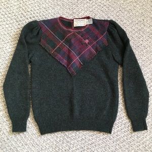Vintage Plaid Shetland Wool 80s Sweater